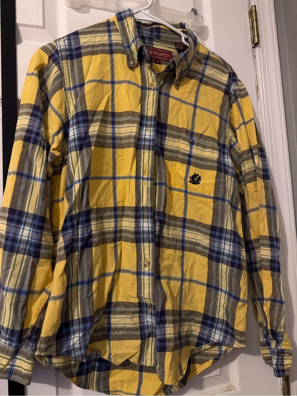 Roper Yellow Blue Plaid Button-Up Shirt